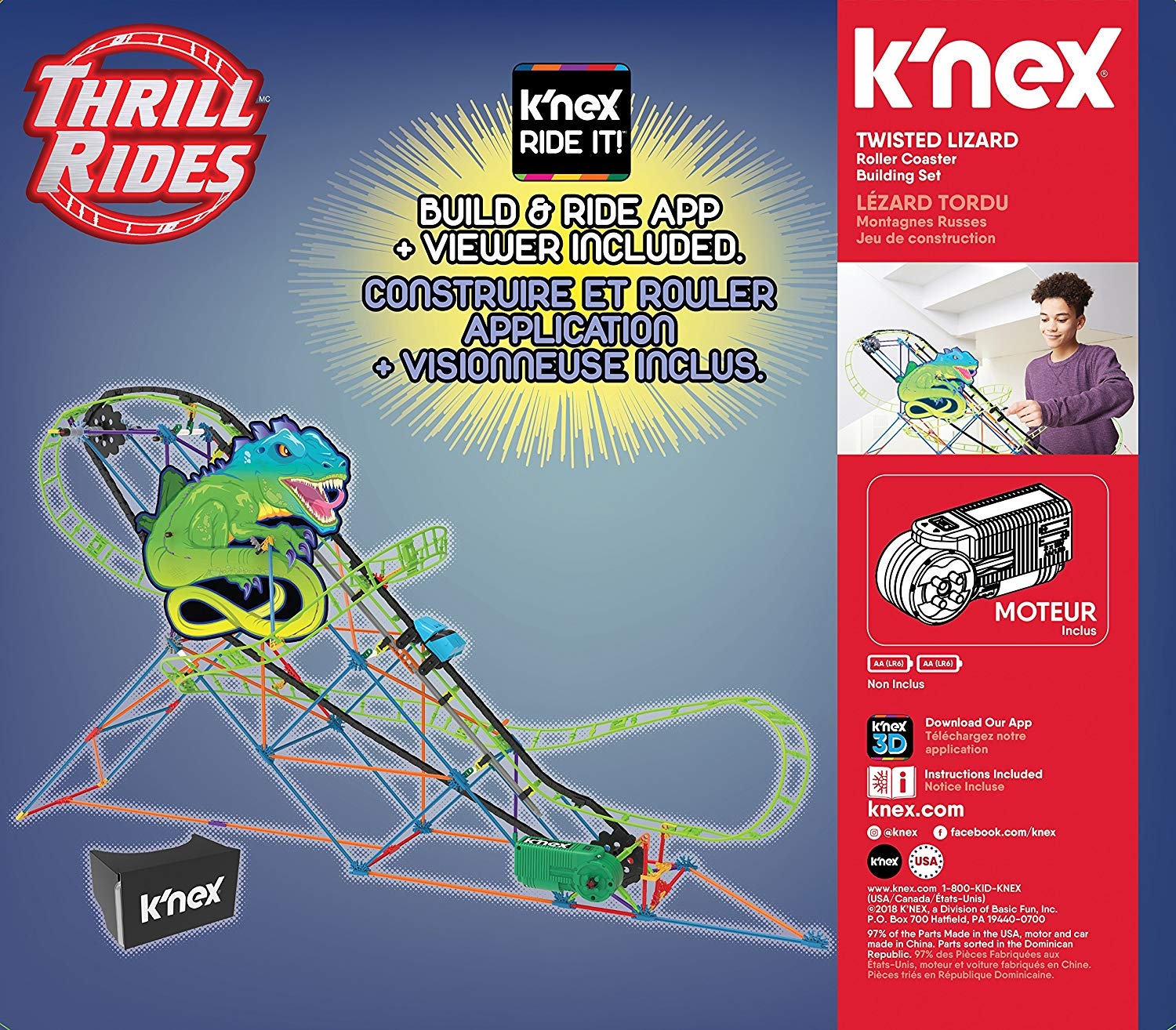 K'nex Thrill Rides Twisted Lizard Roller Coaster Building Set with Ride It App, Ages Classic Thrill Rides (New Open Box) - image 3 of 3