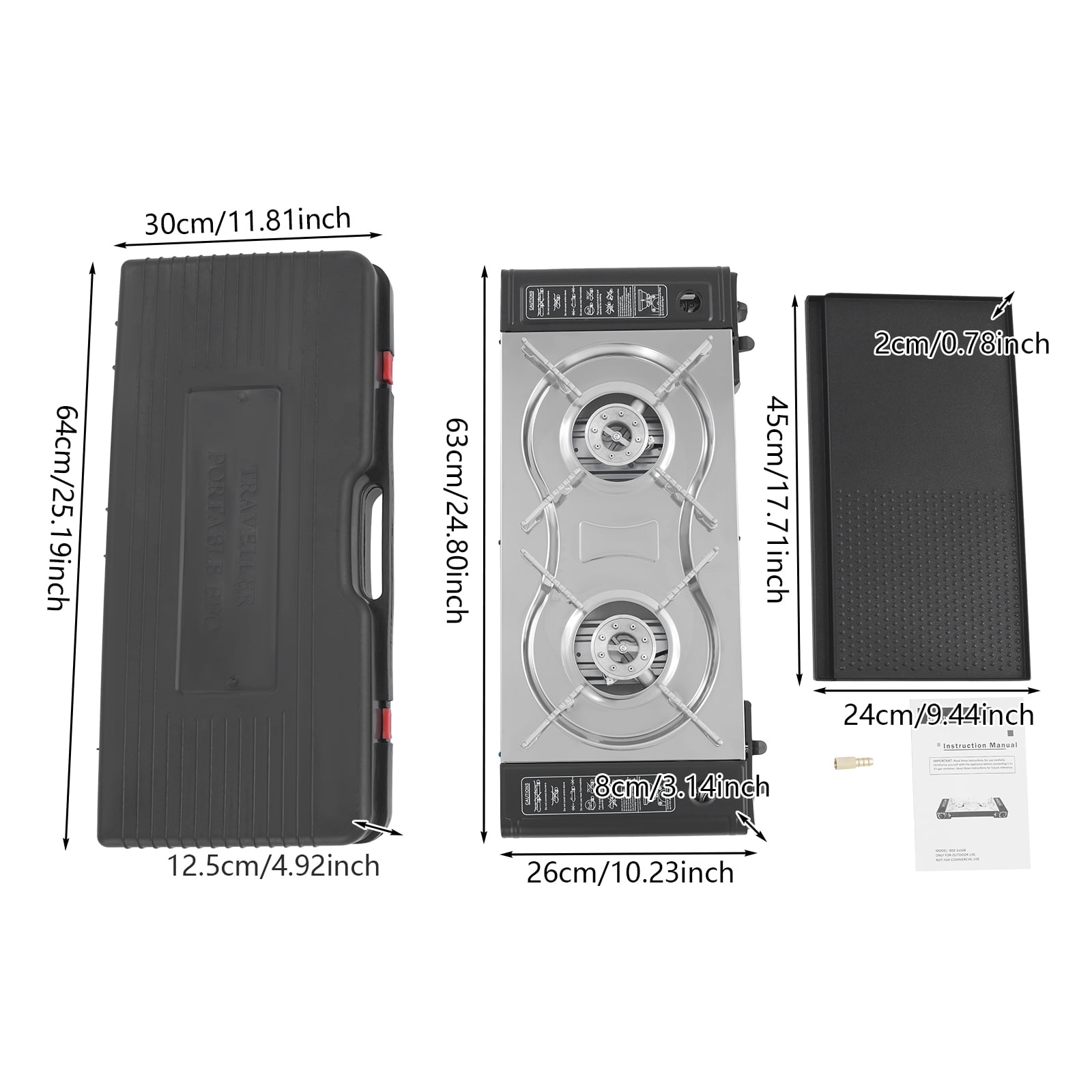 Modern Tabletop Camping Stove For Outdoor Cooking, Comes With Baking Pan And Carrying Case