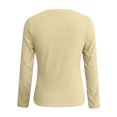 thumbnail image 4 of Htigea Women's Long Sleeve Shirts Solid Color Slim Fit Frill Tops Basic Crewneck Pullover Y2k Tees Khaki S, 4 of 7
