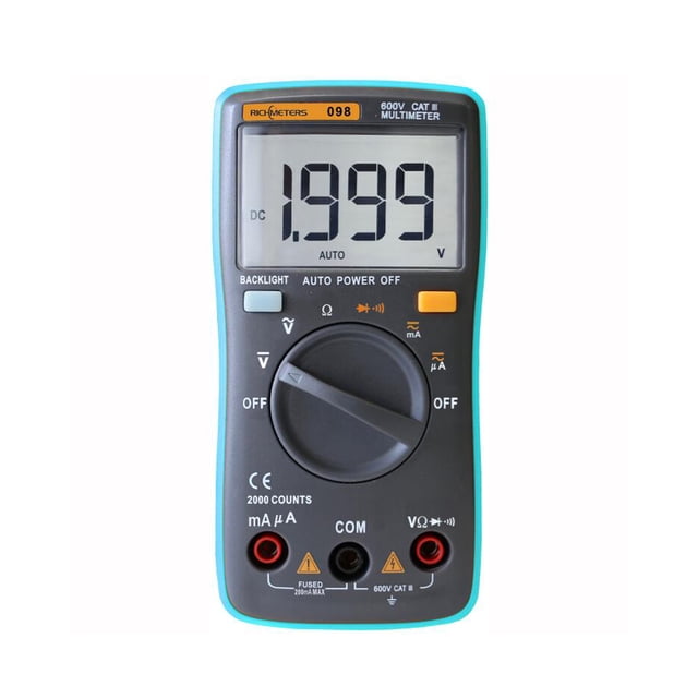 Voltímetro RICHMETERS RM098 Multímetro digital multifunción LCD DMM DC Voltaje AC Resistencia de corriente Medidor de continuidad de diodo Medida Identificación automática de polaridad Amperímetro Vol RICHMETERS Voltímetro