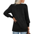 thumbnail image 6 of YeJammarp Womens Long Sleeve Tops Soft Fleece V Neck Sweatshirts Pullover Button Decor Elegant Trendy Casual Sweater (XL, Black), 6 of 7