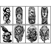 Yazhiji Full Arm Temporary Tattoos 8 Sheets and Half Arm Shoulder Waterproof Tattoos 8 Sheets, Extra Large Tattoo Stickers for Men and Women (22.83X7.1)