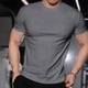 thumbnail image 5 of Ceisia Men's Slim Fit Crew Neck Short Sleeve T-Shirt High Stretch German Velvet Athletic Top Dark Gray M Gifts, 5 of 9