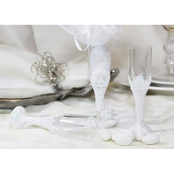 4.25 Inch Mini Plastic Champagne Cup Iridescent White (12 Pieces)