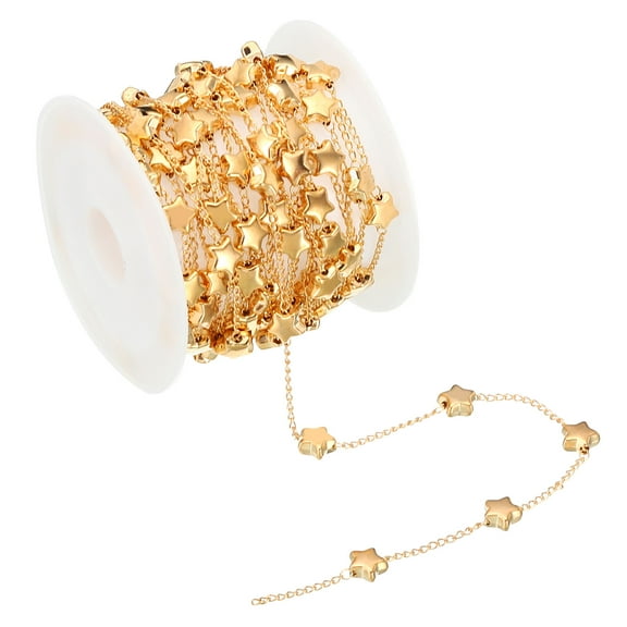 9.8 Feet Star Beading Chain with Spool, Beaded Chain Link for Jewelry Making DIY Necklace Bracelet, Golden