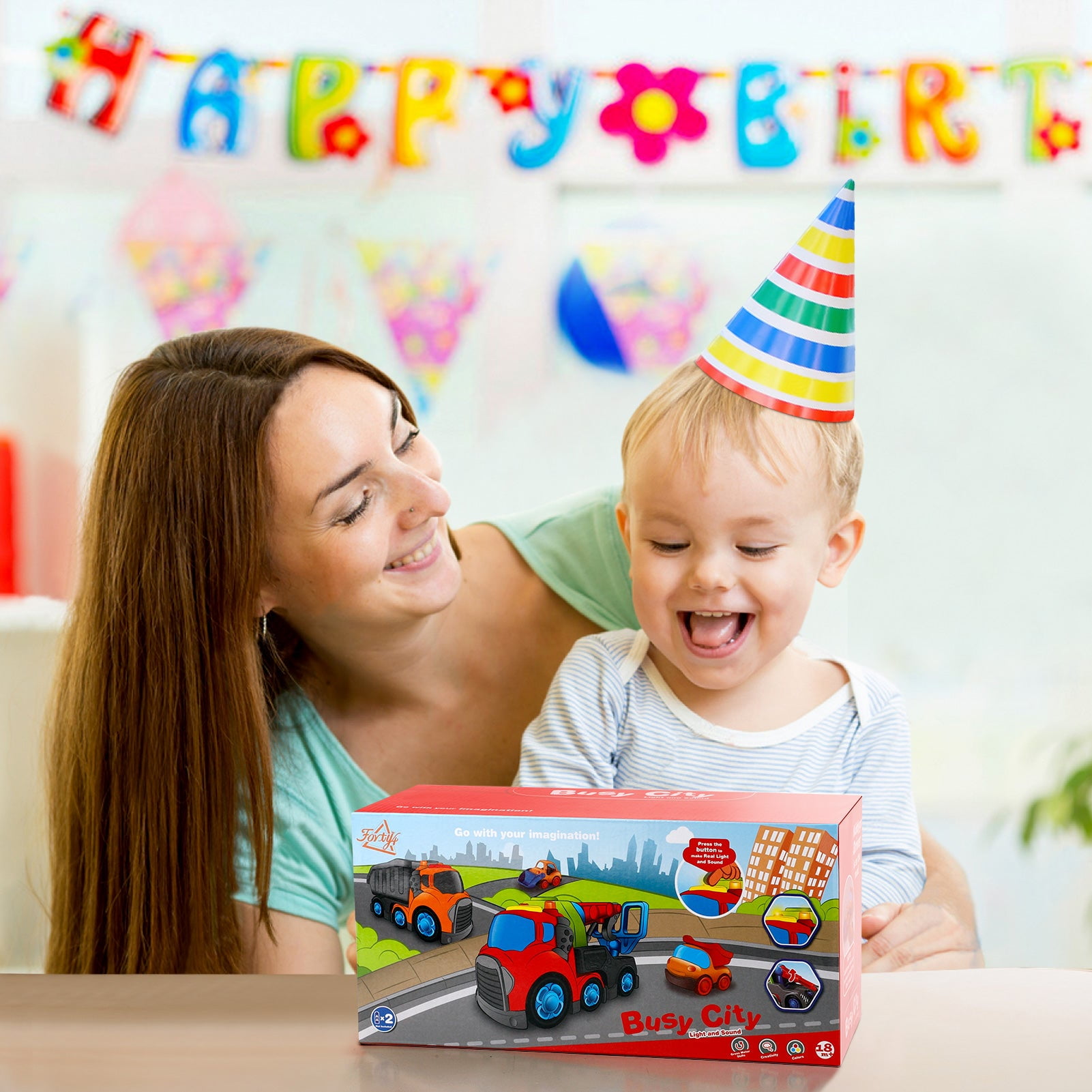 (ABC) Toy Crane Trucks for children 1 to 3 Years Old, Construction