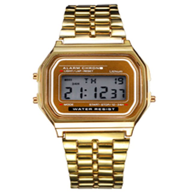 Reloj electrónico LED, reloj con correa de acero, reloj multifunción, reloj de aleación, reloj de plástico