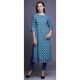 thumbnail image 4 of Bimba Long Straight Dresses For Women Printed 3/4 Sleeve Indian Clothing, 4 of 6