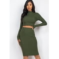 thumbnail image 4 of Ribbed Crop Top with Mock Neck and Midi Skirt Ensemble, 4 of 8