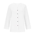 thumbnail image 3 of Button Down Shirts for Women Business Tops Half Sleeve Blouses Loose Fit Casual Solid Color Office Work Tunic Top, 3 of 5
