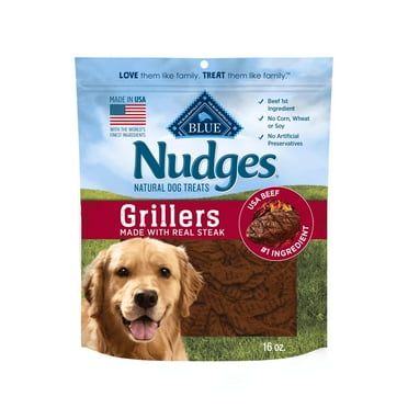 Blue Buffalo Nudges Grillers Natural Dog Treats, Made in the USA with Real Steak, 16-oz Bag C21