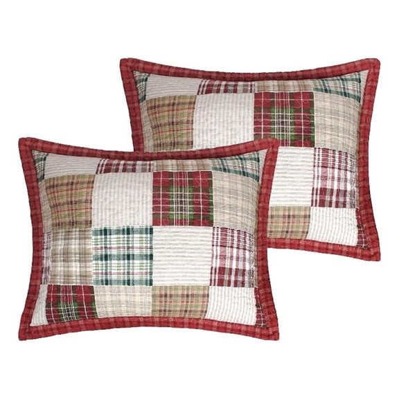 Benjara Evi 36" Quilted King Pillow Sham- Cotton Rich Fill- Multicolor Plaid