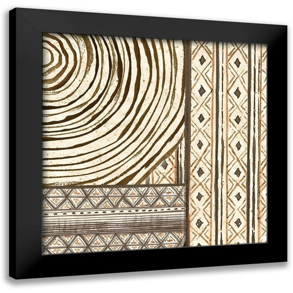 Tre Sorelle Studios 12x12 Black Modern Framed Museum Art Print Titled - Warm Tribal Texture Patchwork III
