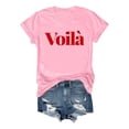 thumbnail image 4 of TSADFHJI T-Shirt Blanc Femme Coton Col Rond Mode Décontractée Couleur Unie Imprimé Lettre Col Rond Manches Courtes T-Shirt Top S, 4 of 4
