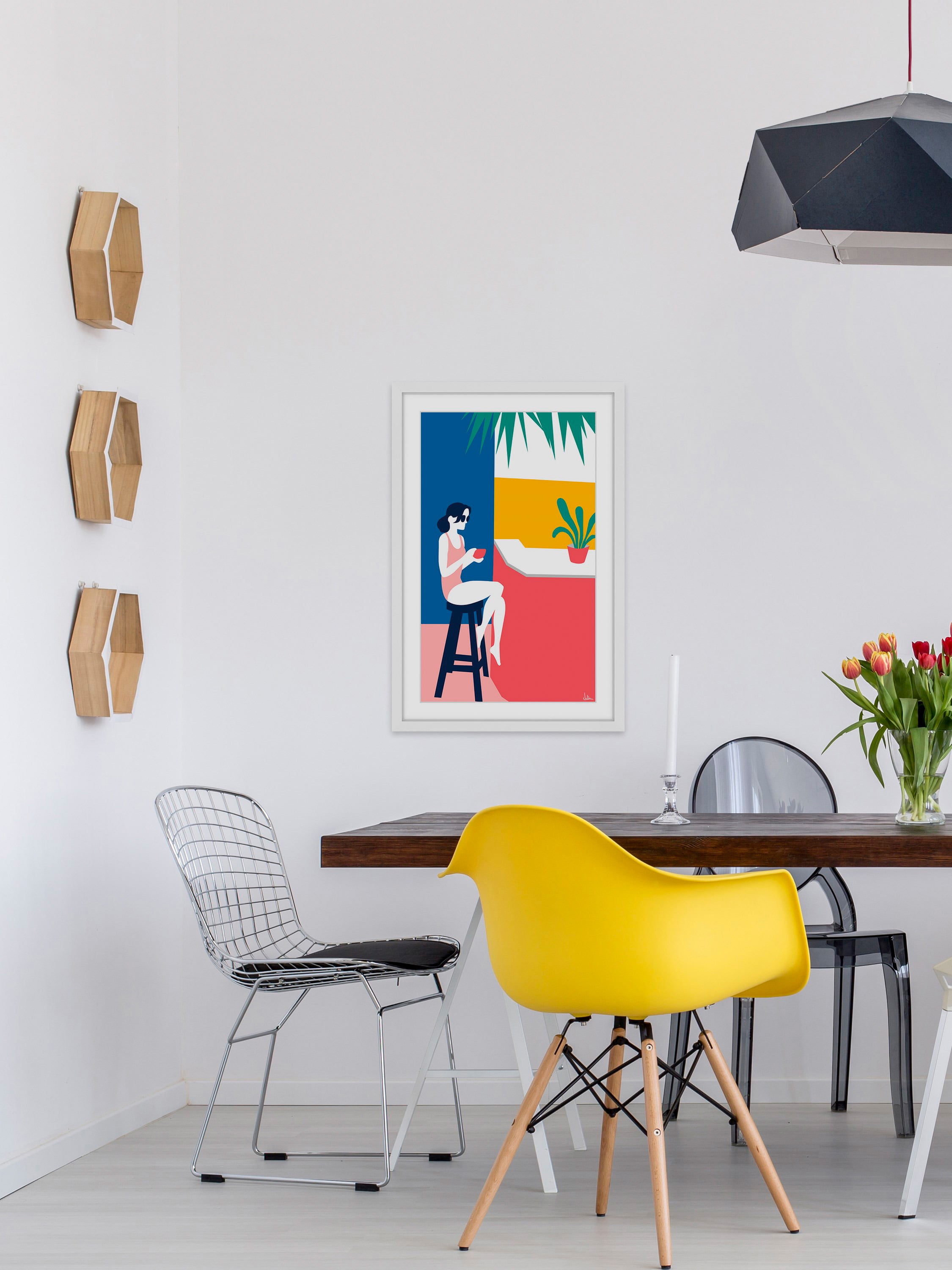 A Lady at the Beach Bar Framed Painting Print