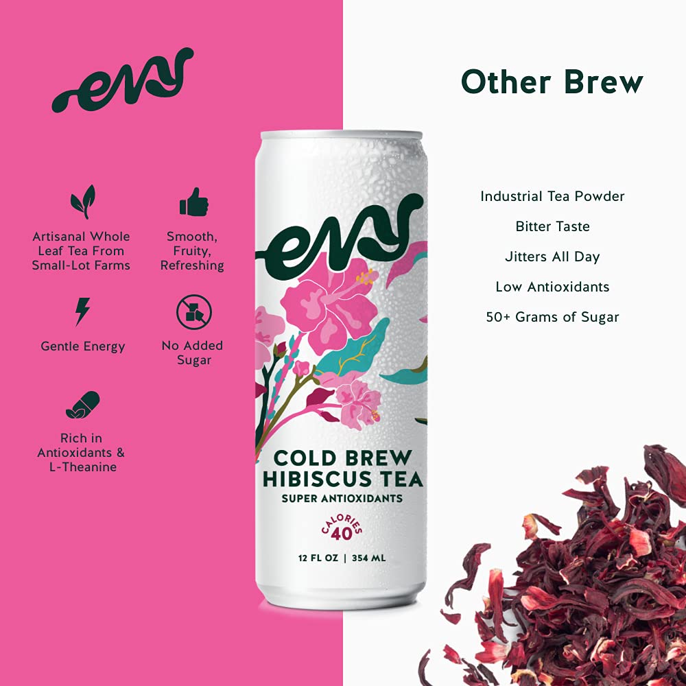 EvyTea Cold Brew Iced Tea, Organic CaffeineFree Hibiscus, SugarFree