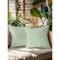 thumbnail image 2 of Waterproof Outdoor Throw Pillows with Inserts 16"x16" Set of 2, Sage Green Striped Soft Decorative Pillowcases for Couch Bedroom, Modern Simple Farmhouse Beige Pillow Covers for Sofa Living Room, 2 of 8
