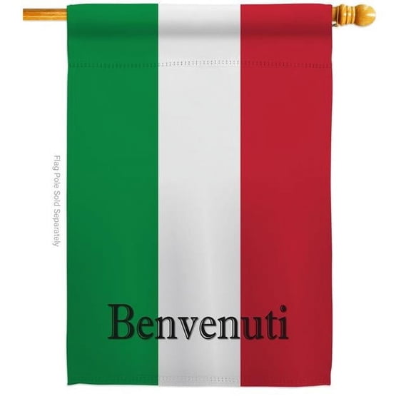 Breeze Decor  Italy Benvenuti House Flag Regional Nationality 28 x 40 in. Double-Sided Decorative Vertical Flags for Decoration Banner Garden Yard Gift