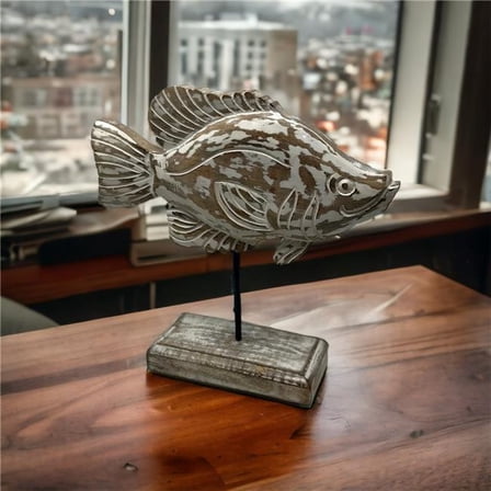Metrotex Designs 12074 Feebie Fantail Fish on Stand - White Wash