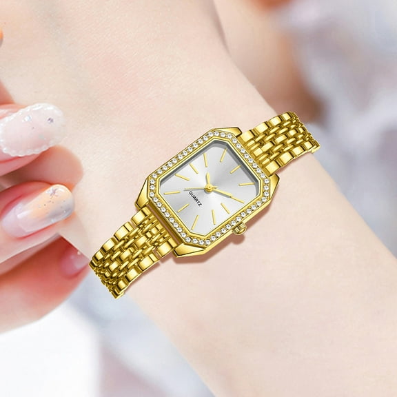 Fashion Stainless Steel Strap Watch for Women's Square Quartz Wrist Watch