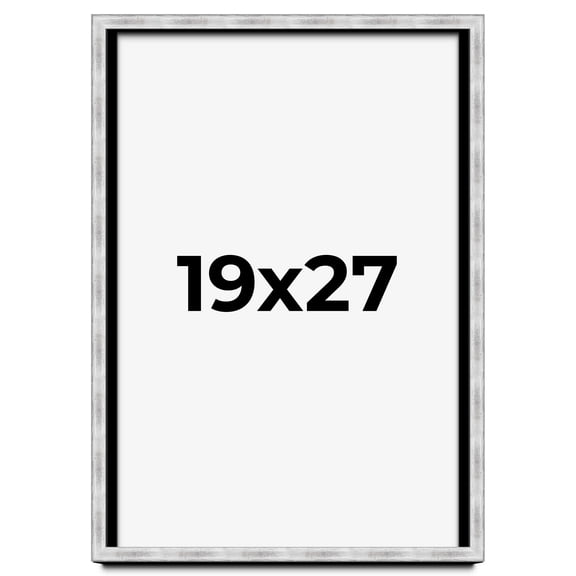 19x27 Frame Brushed Silver Solid Wood Picture Frame | 0.75 Inch Moulding Width | Rabbet Depth 0.75