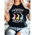 thumbnail image 1 of Happy Easter Shirts For Women - Hanging With My Shirt Cute Bunny Graphic Tees Easter Tshirts Shirts Letter Printed Top 100% Cotton, Breathable & Comfort Fit, Short Sleeve Crew Neck Top For All Season, 1 of 6