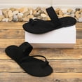 thumbnail image 4 of Xfvqtps Slide for Womens Flat Toe Ring Strappy Suede Non Slip Beach Summer Sandals Black, 4 of 9