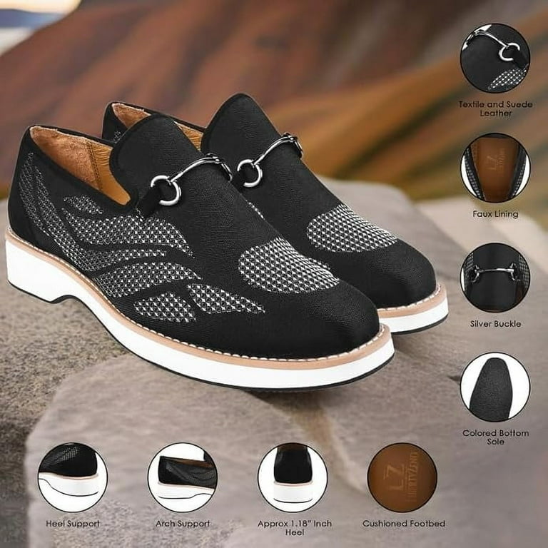 LIBERTYZENO Mens Classic Formal Shoes Slip On Loafers, Black  display picture 2