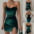 thumbnail image 2 of IROINNID Women's Sleeveless Solid Color Sheath Dress Fashion Sexy Tight Strapless Camisole Zipper Chain Irregular Long Dress One-Shoulder Short Dress, 2 of 8