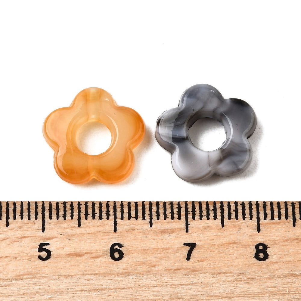 Transparent Acrylic Beads Flower Two Tone Mixed color 14x14.5x4mm Hole: 1.6mm about 1000pcs/500g