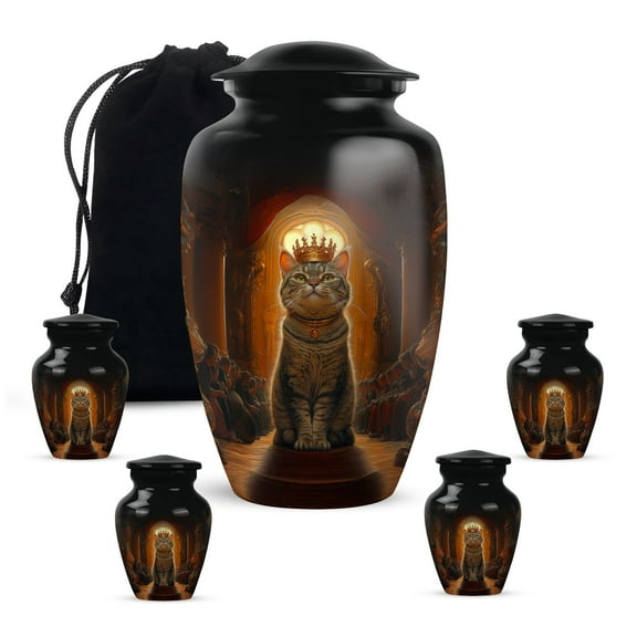 KARYLIZ Cat Urns For Ashes - Cremation Urns For Women Human Ashes - Mini Keepsake Urn For Human Ashes - Burial Keepsake for Human Female - Brown Funeral for Man
