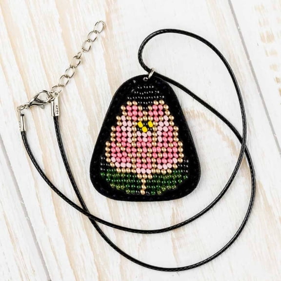 Bead embroidery kit on artificial leather Pendant FLBB-083