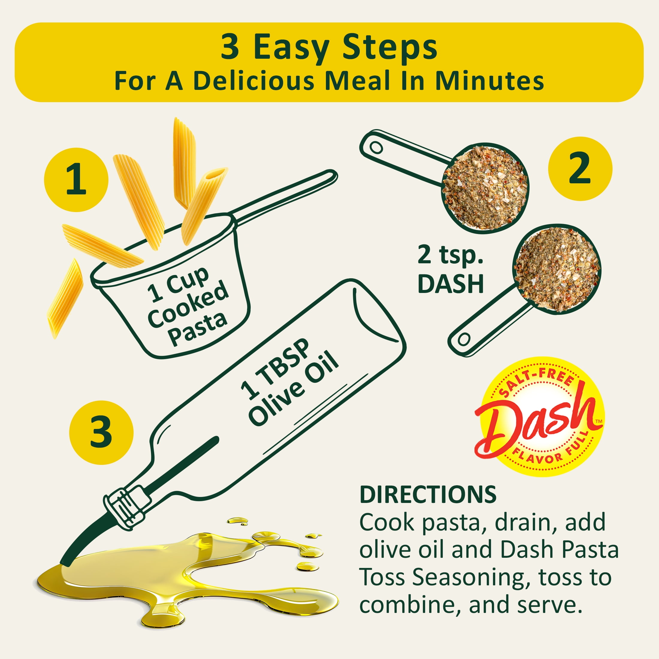 (8 pack) Dash Pasta Blend Mediterranean, Salt Free Seasoning Blend, 1.9 oz Bottle