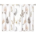 thumbnail image 2 of Tan Leaf Small Kitchen Curtains Botanical Window Treatment Plant Floral Rod Pocket Cafe Short Window Curtains for Bathroom Dining Laundry Room Flower Fall Tier Treatment Drapes 27.5x39 inch, 2 of 6