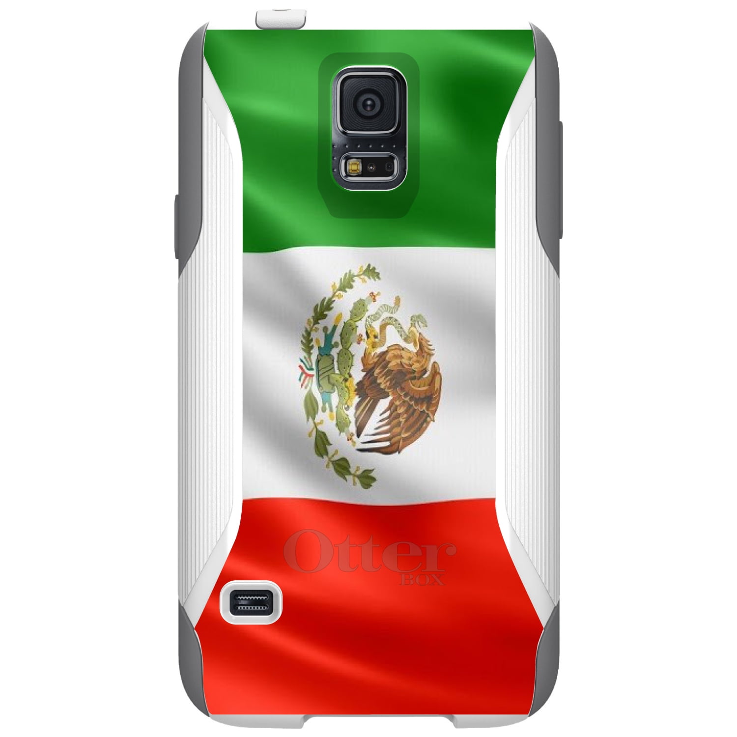 DistinctInk Custom White OtterBox Commuter Series Case for Samsung Galaxy S5 Red...