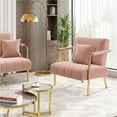 thumbnail image 2 of Yaheetech Oversized Velvet Accent Armchair with Gold Metal Frame, Pink, 2 of 8