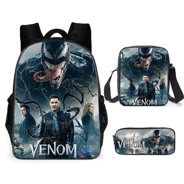 3 Piece Venom Fashion Backpack Suit, Boy Backpack With Lunch Box, Pencil Case, School Bag, Backpack, Travel-HAPDEN