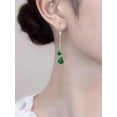thumbnail image 6 of Vissen CZ Drop Earrings for Women Trendy Gold Plated Dangle Chain Earring Dainty Green Cubic Zirconia Jewelry, 6 of 6