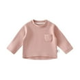 thumbnail image 3 of Toddler Girls T Shirt with Pocket Pink Long Sleeve Tshirt Kids Crewneck T-Shirts Fall Tops Girls Solid Color Shirts 2-3 Years, 3 of 3