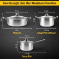 thumbnail image 3 of Stainless Steel Cookware Set, 6-Piece Pot Set, Kitchen Cookware Sets with Glass Lids, Stay-Cool Handle, Oven Safe, Works with Induction, Electric and Gas Cooktops, 3 of 8