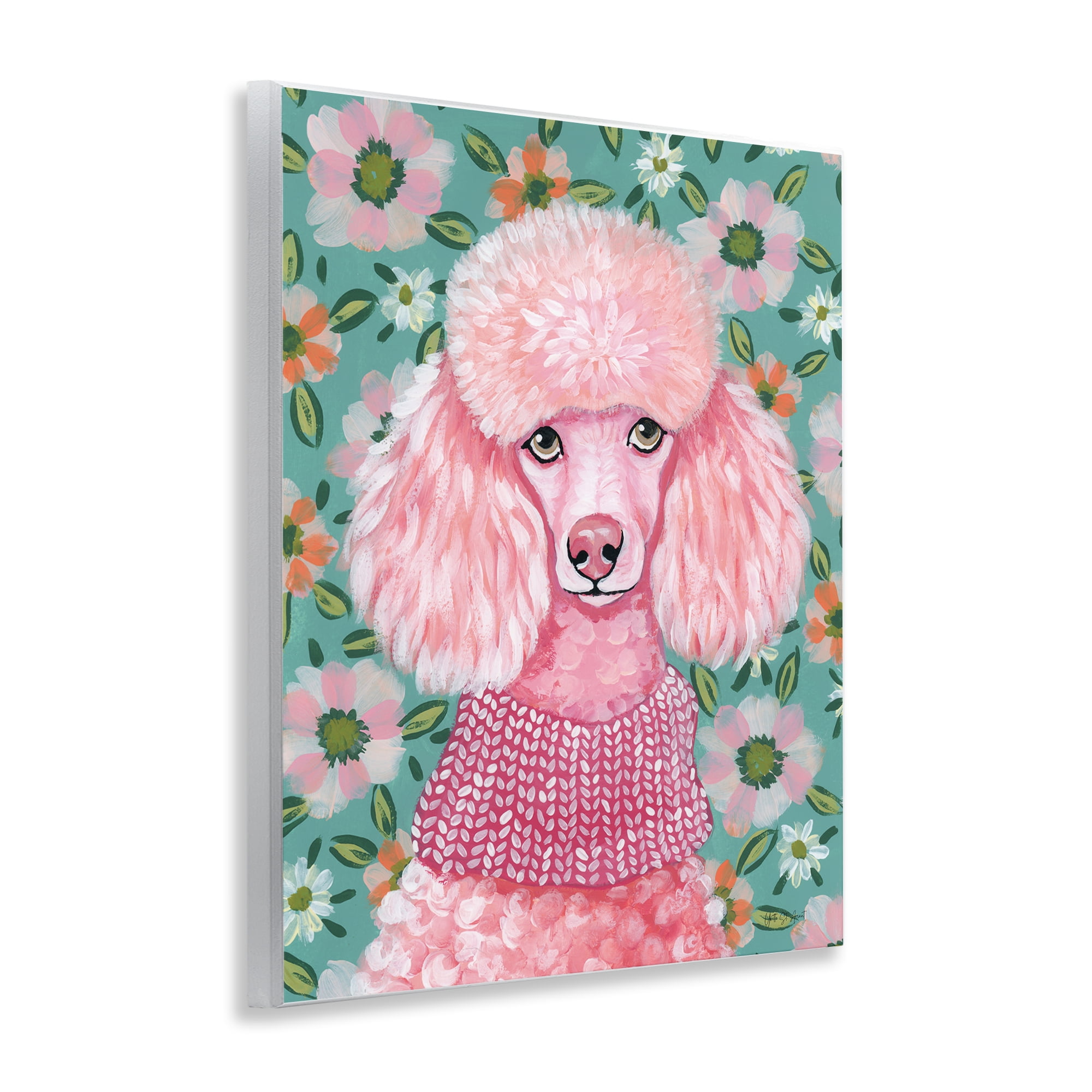 Stupell Industries Floral Poodle In Pink Wall Plaque Art, design by Yvette St. Amant