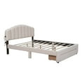 thumbnail image 5 of Queen Bed Frame with 1 Big Drawer Teddy Fleece Upholstered Queen Size Platform Bed with LED Light Headboard and USB Ports for Adults, Mattress Foundation with Wooden Slats Support, Beige, 5 of 7