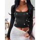 thumbnail image 4 of Camisetas de Larga para Mujer, Tops Cortos, Moda de Otoño, Cuello Cuadrado, Camisetas Básicas para Salir, Ropa Y2K Negro M, 4 of 8