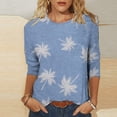 thumbnail image 1 of Qertyioot Hauts de Mode pour Femmes, T-shirt Imprimé Ample Manches 3/5 Col Rond Décontracté, 1 of 4