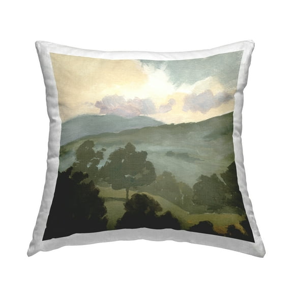 Stupell Industries Green Countryside Landscape Square Decorative Printed Throw Pillow, 18 x 18