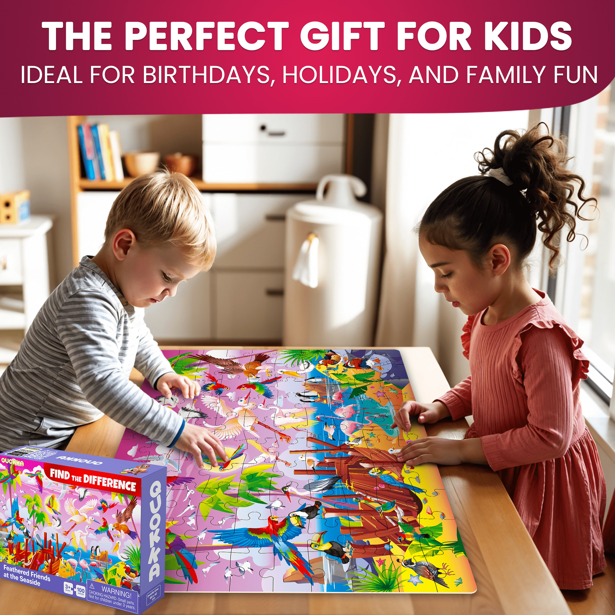 Quokka 100 Piece Puzzles for Kids- 3 Set Kids Puzzles Ages 6 8- Jigsaw Puzzles for Boy and Girl