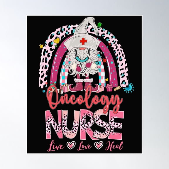Gnomies Live Love Heal Oncology Nurse Nursing Nurses Week Poster Wall Art, Modern Wall Decor, 8x12 UNFRAMED