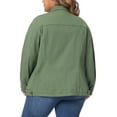 thumbnail image 3 of Agnes Orinda Women's Plus Size St. Patrick's Day Jean Jacket Stitching Button Washed Denim Outerwear Coat 4X Green, 3 of 6