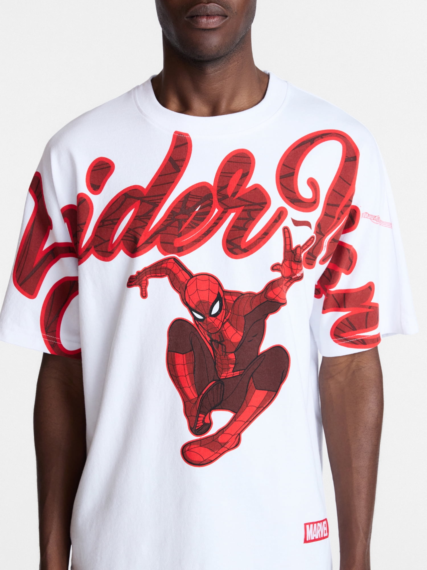 Spider-Man Men's Oversized Graphic Print Tee with Short Sleeves, Sizes S-3XL