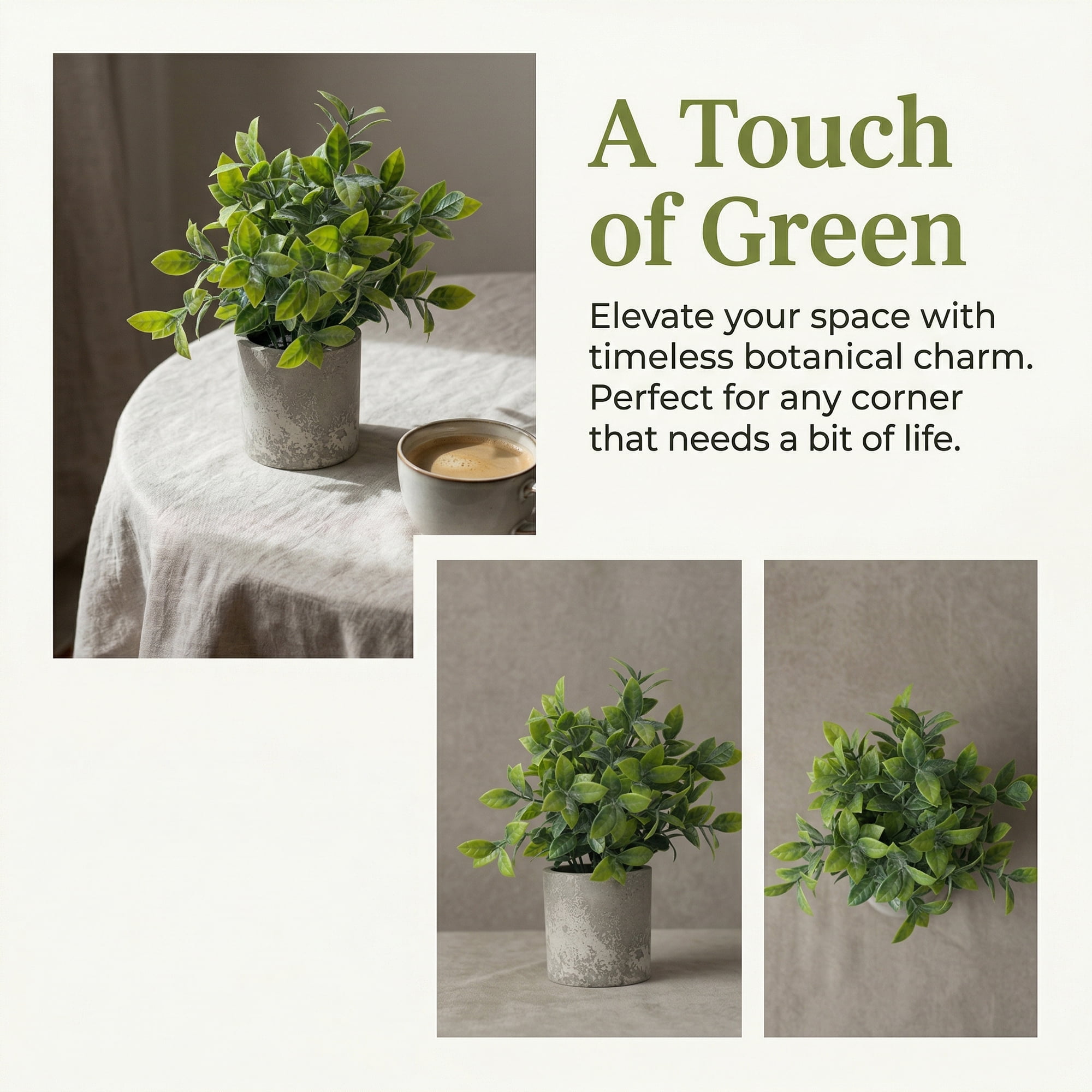 Unique Bargains Artificial Eucalyptus Plants in Pot Small Faux Greenery 7.9" Tea Leaves